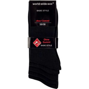 Riese World-Wide-Sox Bauwollstrumpf 1:1 Rippe Schwarz Lange Socken / Strümpfe Schwarz 12712 5er Pack